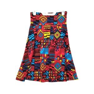 Lularoe Skirt Women's S Multicolor Knit Short Circle Skater Graphic Bold Pull On